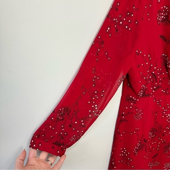 Madewell Hazelwood Wrap Front Mini Dress Red Windswept Floral - Picture 5 of 9